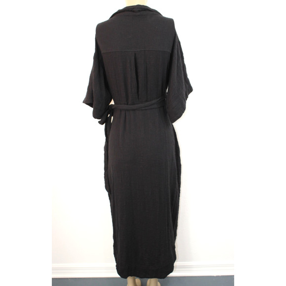 Free People Carefree Days Midi Dress Size M Medium Black Cotton - Picture 4 of 10